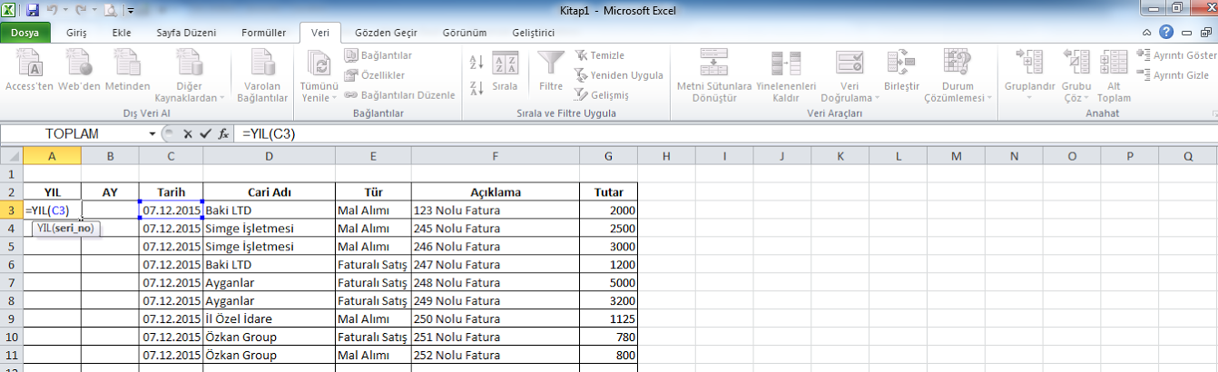 Excel Cari Hesap Tablosu