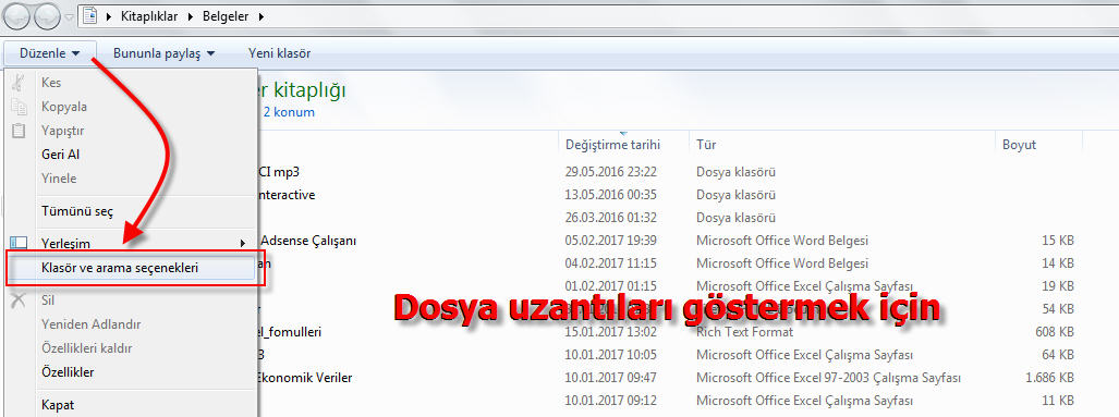 Excel Dosya Uzantısı