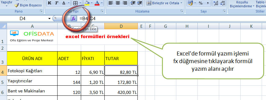 Excel Formülleri Örnekleri