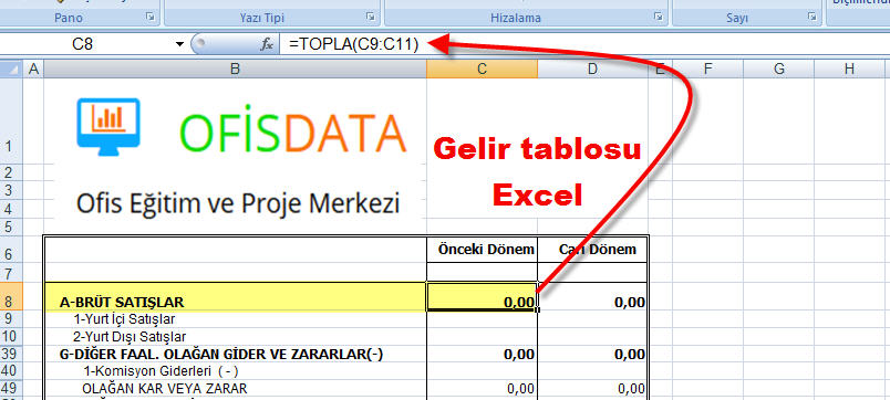 Gelir Tablosu Excel