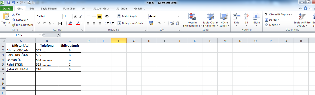 Araç Takip Formu Excel