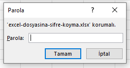 Açılışta parola istemi: parolasız içerik görünmez Parolalı Excel dosyası açılırken çıkan parola isteme penceresi ve korumalı uyarısı