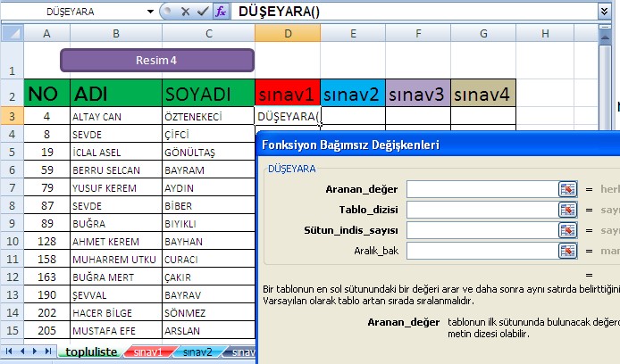 Excel Duseyara Nedir