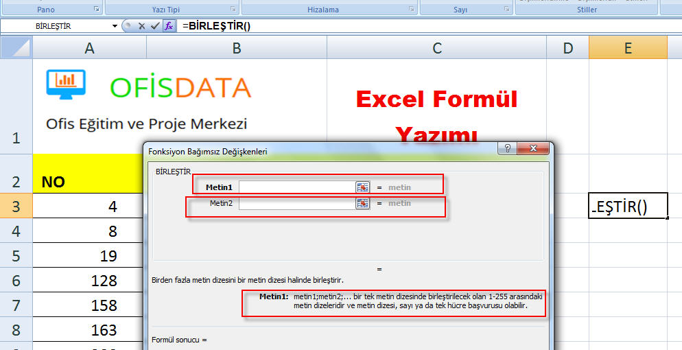 Excel Formül Örnekleri