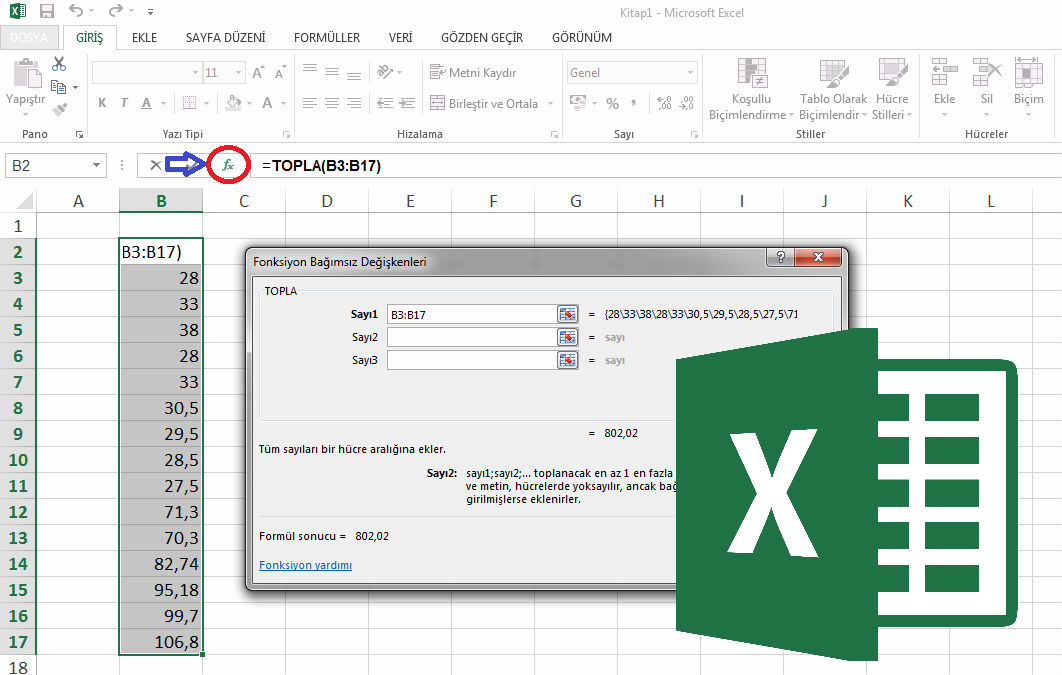 Excel Formülleri Toplama