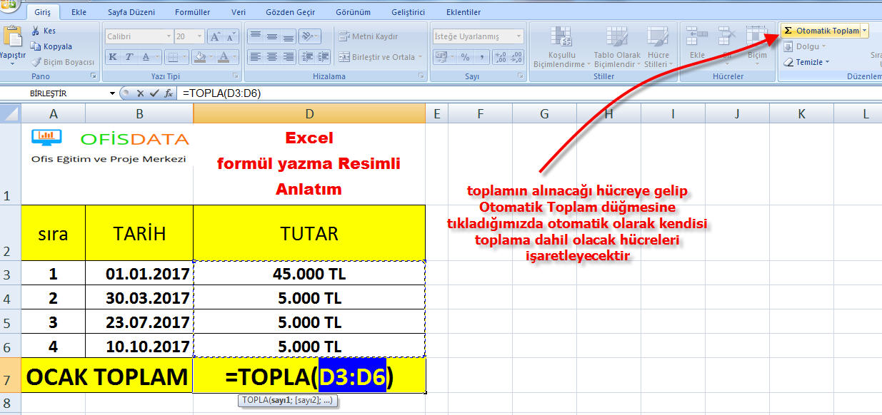 Excel Formül Yazma