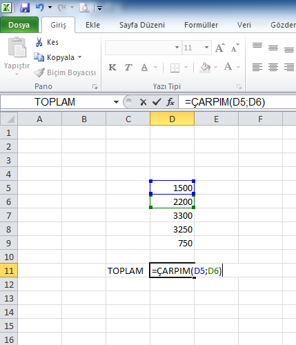 Excel Formülleri ve Açıklamaları