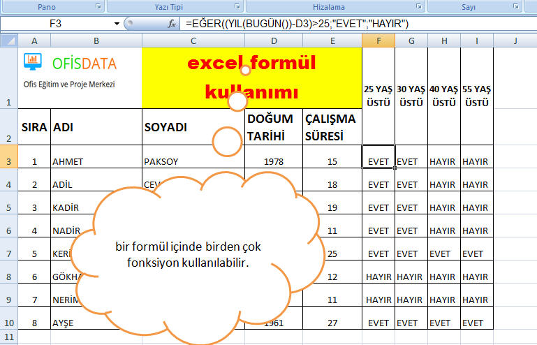 Excel İf Kullanımı