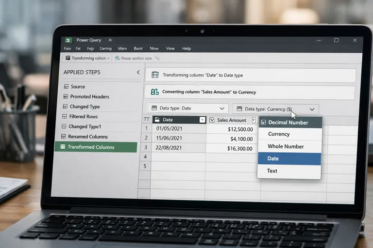 Power Query ile tekrarlanabilir dönüşüm adımları Power Query üzerinde tarih ve metin alanları standartlaştırılmış, adım adım dönüşüm uygulanan tablo
