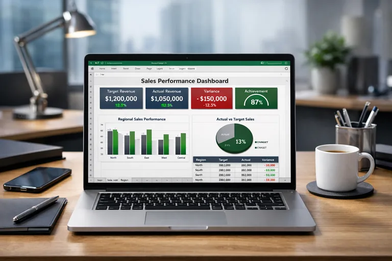 FOTO: Excel ile Satış Raporu Modeli: Hedef, Gerçekleşen ve Bölge Kırılımları