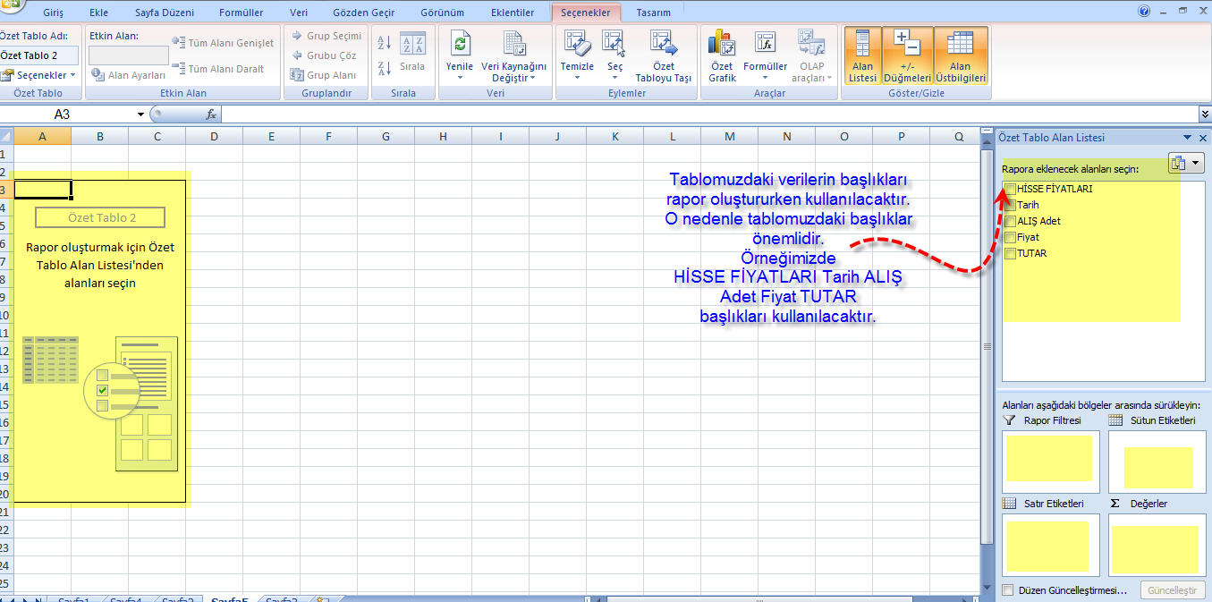 Excel Tablo Örnekleri