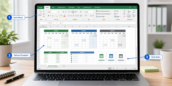 Excel takvim tipleri statik aylık dinamik yıllık görev ve vardiya takvimi karşılaştırma kart düzeni