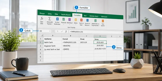 Excel tarih biçimi ve seri numarası yan yana karşılaştırma Excel hücresinde tarih biçimi ve sayı biçimi yan yana 15.05.2026 ile seri numarası 46171 karşılaştırma