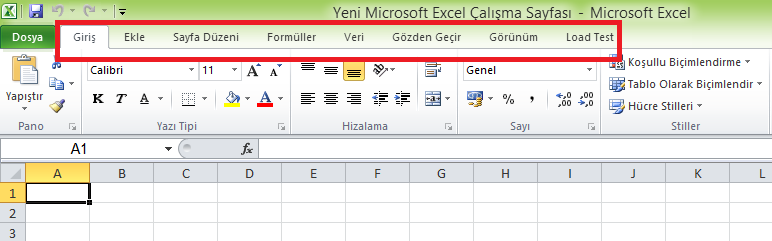 Excel Menüler