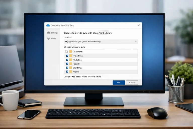OneDrive seçici senkronizasyon yaklaşımı OneDrive ile SharePoint kütüphanesinin bilgisayarda seçili klasörlerle senkronize edilmesi ve kontrollü offline çalışma