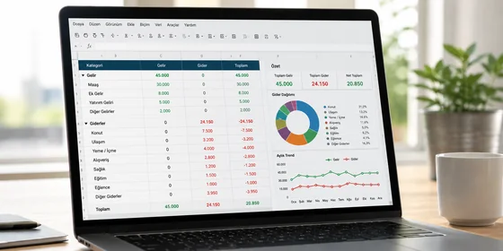 Excel gelir gider tablosu pivot tablo kategori bazlı aylık özet ve filtre görünümü