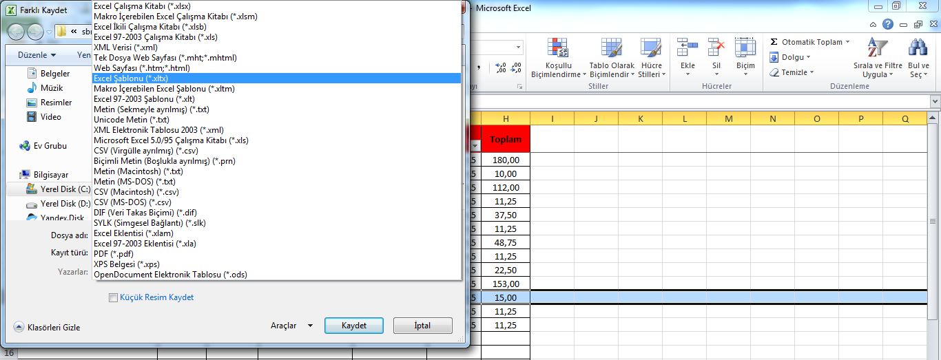 Hazır Excel Şablonları
