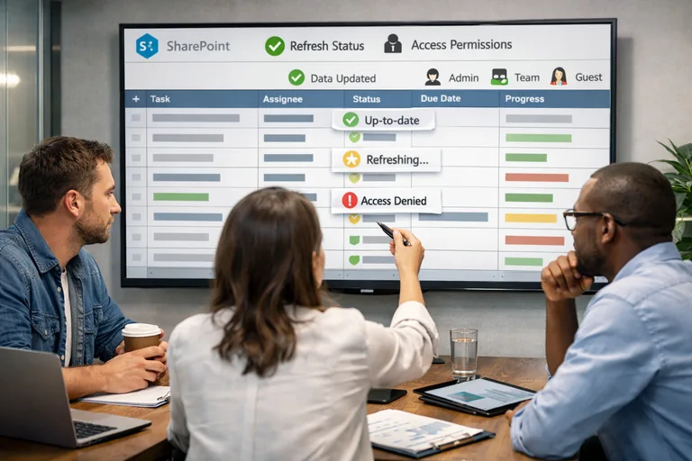 Tek kaynak Excel ve planlı yenileme düzeni SharePoint üzerinde tek kaynak Excel dosyası ve buna bağlı yenileme akışını gösteren ekip düzeni