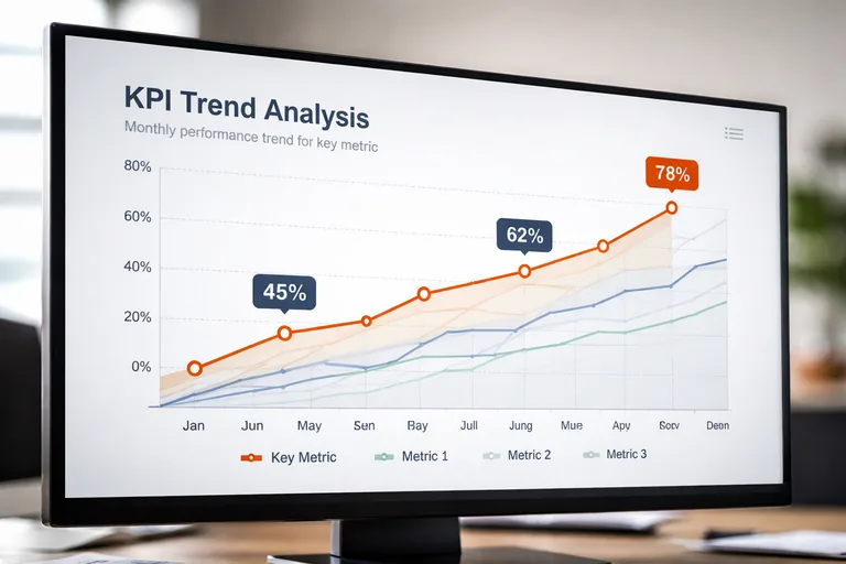 KPI trendinde tek serinin vurgulanıp diğer serilerin geri planda bırakıldığı anlaşılır bir düzen