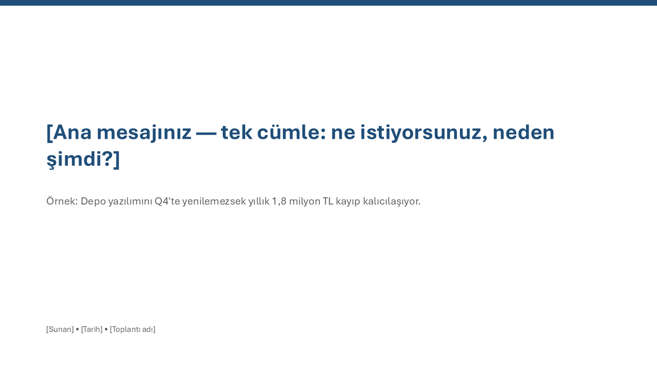 Tek cümlelik mesaj kapağı slaytı Yönetici sunumu mesaj kapağı: tek cümlelik ana mesaj yer tutucusu ve depo yazılımı örnek cümlesi