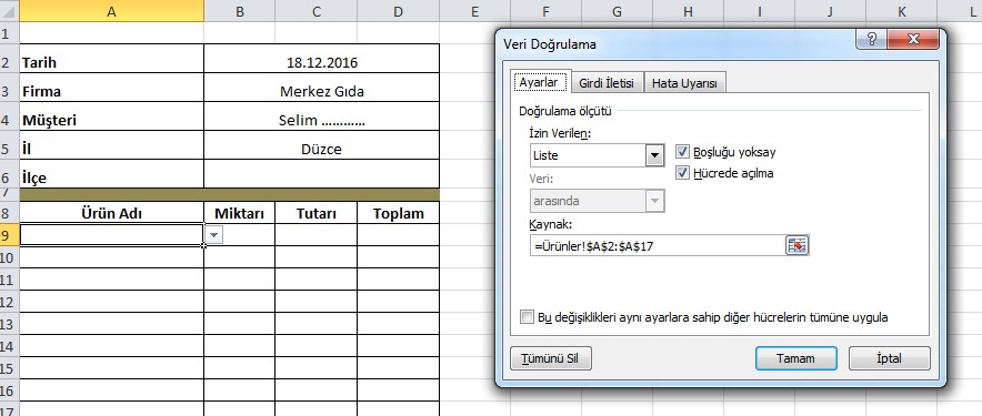 Proforma Fatura Örneği Excel