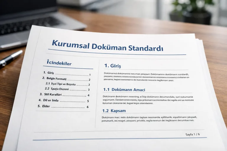 Stil setiyle biçimlenen rapor sayfası düzeni örneği kurumsal Başlık 1-2-3 stilleriyle otomatik içindekiler ve numaralandırmanın tutarlı çalıştığı sayfa